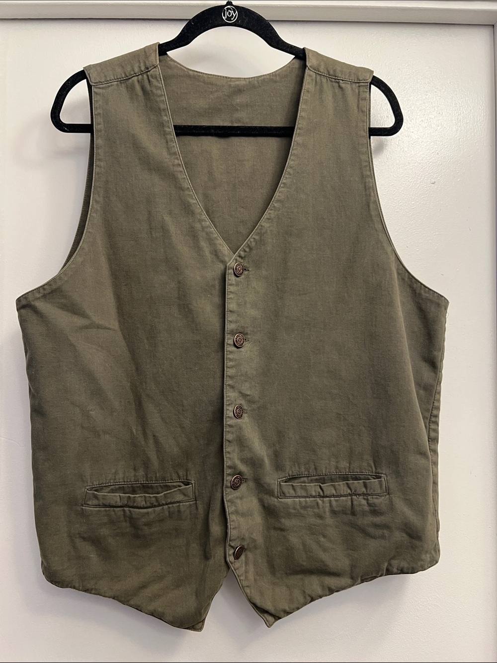 Mossimo Men’s Olive Green Cotton Vest - Button-Front Waistcoat Size Large